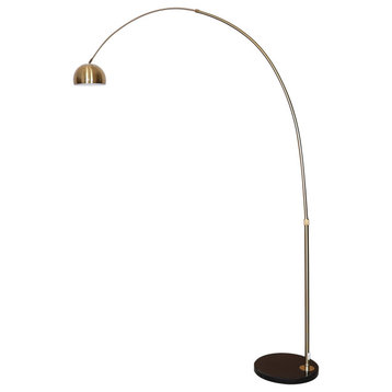 Leisuremod Arco Floor Lamp With Black Marble Base and Metal Lamp Shade, Gold