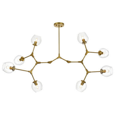 Elegant Lighting 1712G61 Cavoli 8 Light 61"W Abstract Chandelier - Brass