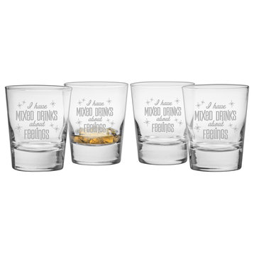 "Mixed Drinks About Feelings" Double Old Fashioned Glasses, Set of 4