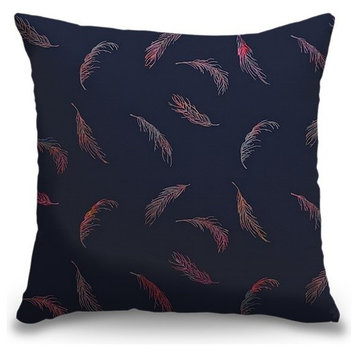 "Neon Feathers in Flight" Outdoor Pillow 16"x16"