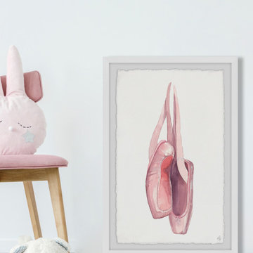 "Pink Ballet Shoes" Framed Painting Print