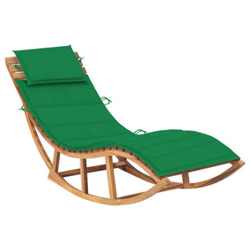 vidaXL Patio Lounge Chair Outdoor Chaise Lounge with Cushion Solid Teak Wood