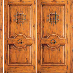 Prehung Double Door with Two Sidelites, Exterior, Alder, Speakeasy - Front Doors