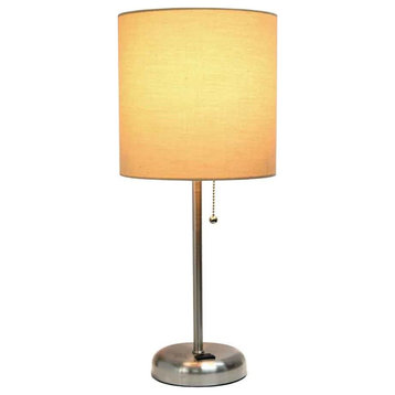 Limelights Stick Lamp With Charging Outlet and Fabric Shade, Tan Shade