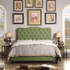 Andrea Upholstered Panel Bed, Olive Green, Twin