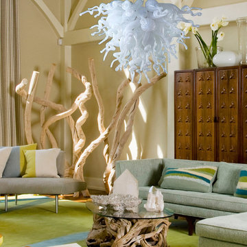 Viz Art Glass Chandelier & Wall Art Combo
