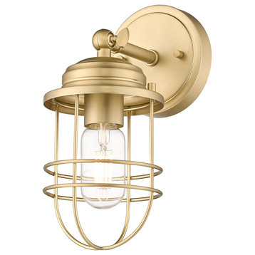 Golden Lighting 9808-1W Seaport 11" Tall Bathroom Sconce - Brushed Champagne