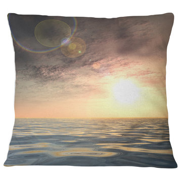 Dark Sky with Clouds at Sunset Beach Photo Throw Pillow, 18"x18"