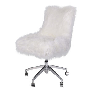Linon Fiona Faux Fur Swivel Office Chair, Pink ...