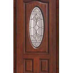 Entry Single Door 80 Fiberglass Marsala Eyebrow Oval Lite Glass - Front Doors