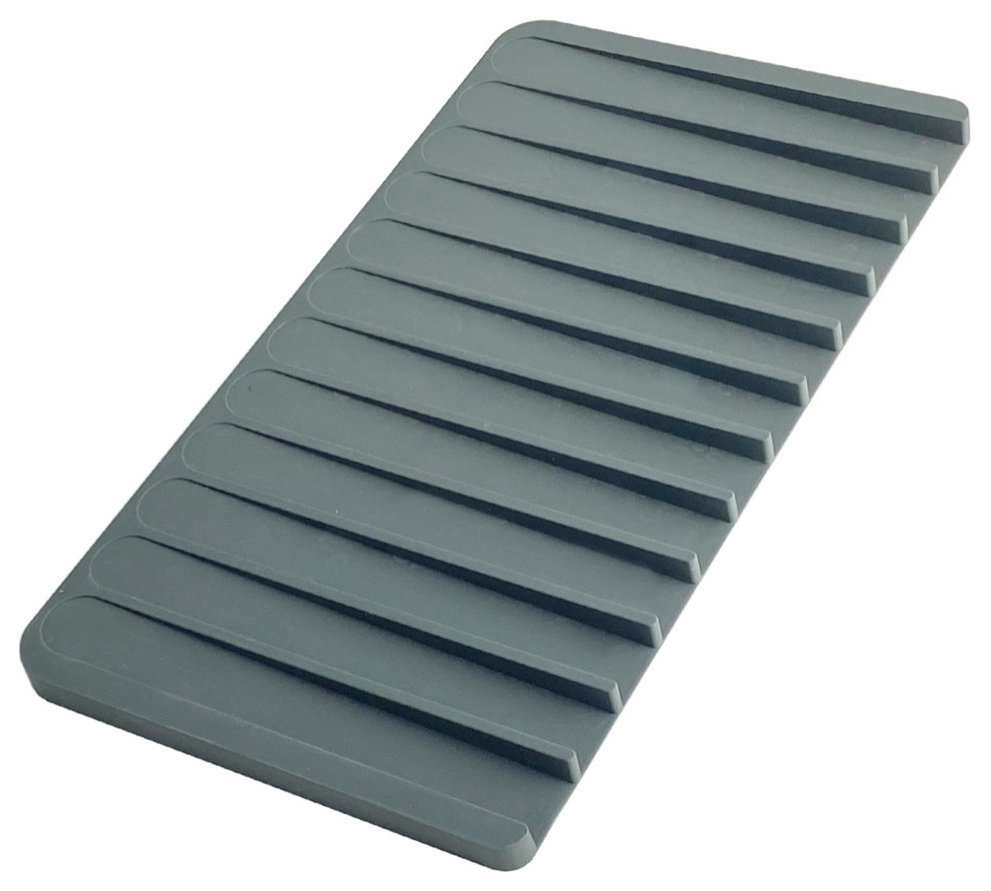 STYLISH Silicone Drying Mat and Trivet, Dark Gray