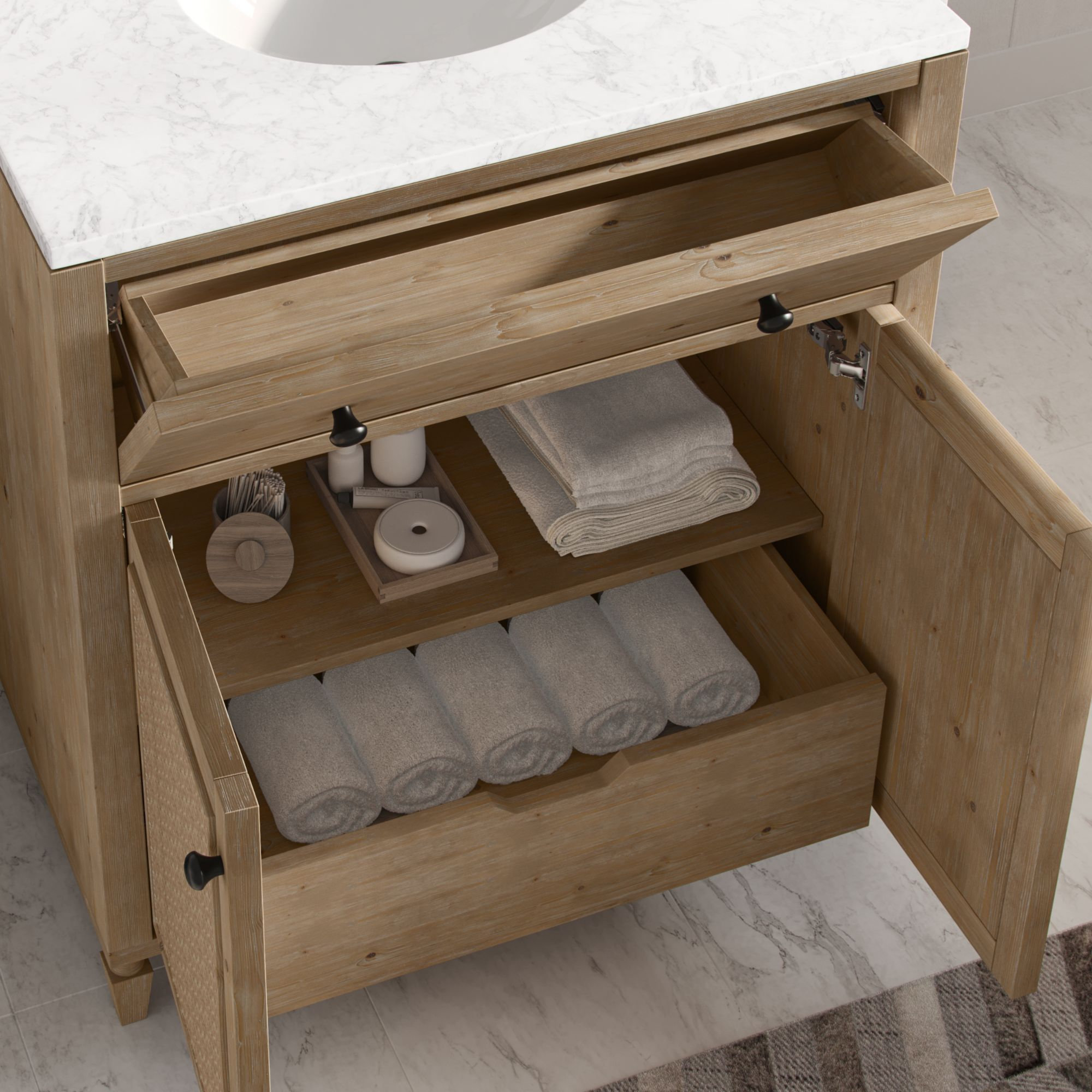 Annie Bathroom Vanity, Weathered Fir, 30", Single Sink, Freestanding