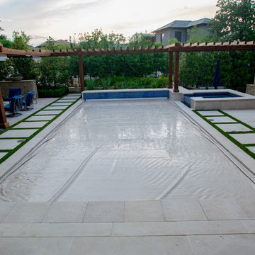 All Glass Tile Pool Renovation with Automatic Cover for Safety