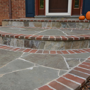 Pennsylvania Variegated Irregular Flagstone w/ Brick Border on Concrete Base