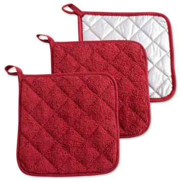 DII Barn Red Terry Potholder, Set of 3