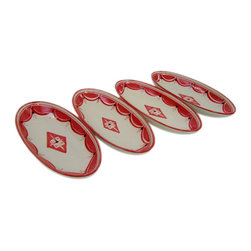 Le Souk Ceramique - Small Stoneware Oval Platters, Set of 4, Nejma Design - Serving Dishes And Platters