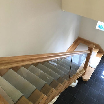 Oak Cut String Glass Balutrade Staircase