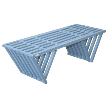 Bench Backless Modern Design Solid Wood 54"Lx21"Dx17H, Sky Blue