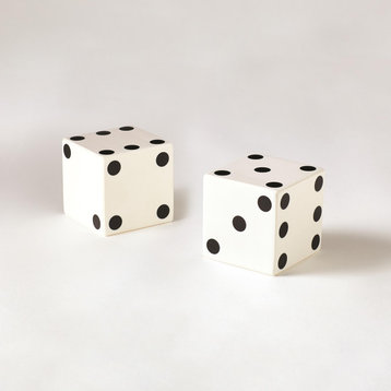 Pair of Dice-White w/Black Dots-Med