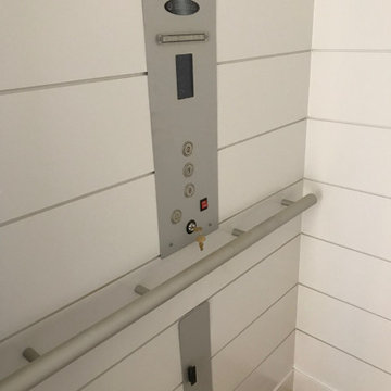 Farmhouse Style Home Elevator with Custom Shiplap Interior