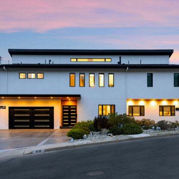 Modern Multi-Level Home Exterior at Sunset | Pacifica