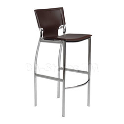 Vinnie Bar Stool in Brown Leather (Set of Two) - Bar Stools And Counter Stools