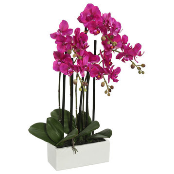 Vickerman 21" Artificial Purple Orchid in Ceramic Pot
