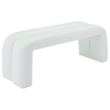 Arc Upholstered Bench, White, Vegan Leather