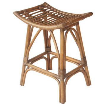 New Pacific Direct Imarti 24" Rattan Counter Stool in Canary Brown/Black Washed