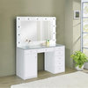 Coaster Percy 7-Drawer Wood & Glass Vanity Desk with LED Lighting in White