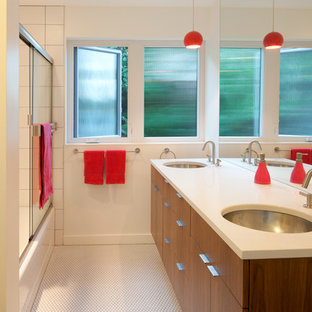 bathroom mid century modern vanity save cabinets sink tile floor