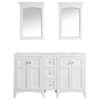 Arezzo Vanity With Carrara White Marble Top, White, 60", With Mirrors