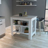 FM FURNITURE Brooklyn Surface Kitchen Island with Three Concealed Shelves