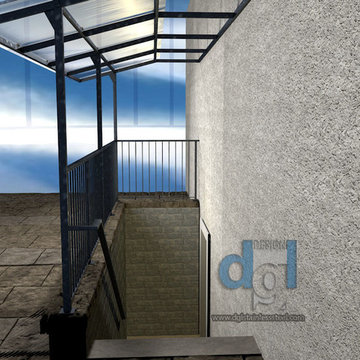 Glass canopyand metal frame 3D drawing