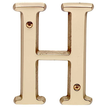 Letter "H" House Letters Solid Bright Brass 4" |