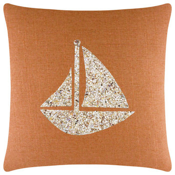 Sparkles Home Shell Sailboat Pillow, Orange, 20x20