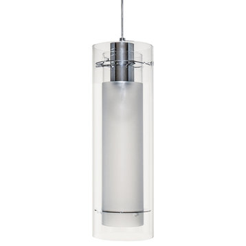 ET2 E22000 Frost 1 Light 6"W Frosted Glass Pendant - Polished Chrome