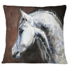 Gray Arabian Horse Watercolor Abstract Throw Pillow, 16"x16"