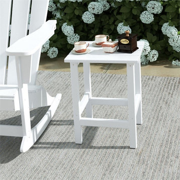 Afuera Living Portside Outdoor Poly Plastic Adirondack Side Table in White