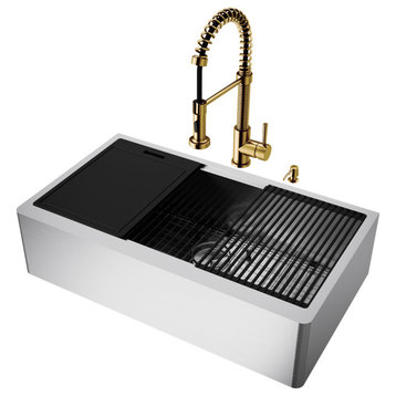 VIGO Sink 36" in Stainless Steel and Faucet in Matte Gold