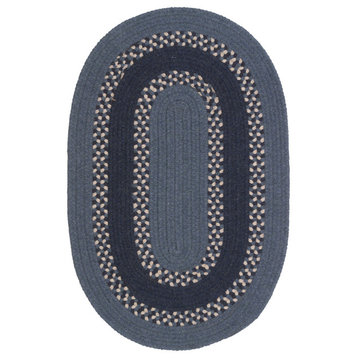 Colonial Mills Corsair Banded Oval Braided Rug, Blue, 7x10