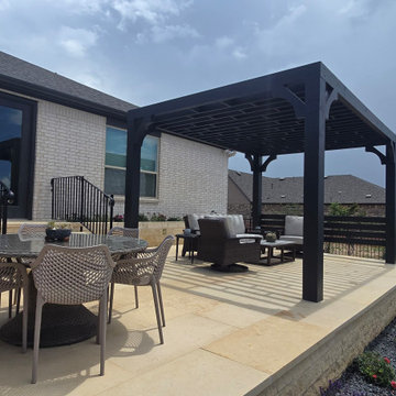 Hardscaping, Pool landscaping, fire pit, flat stone