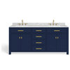 The Savoy Bathroom Vanity, Monarch Blue, 72", Double, With Mirror and Faucets, Freestanding