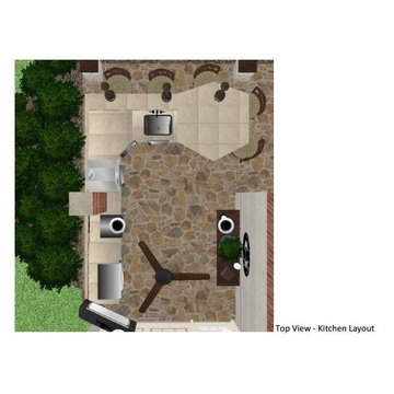 Houston Firepit, Two-Tier Pergola & Outdoor Kitchen With Pizza Oven