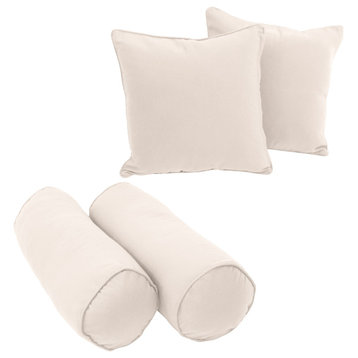 Solid Twill Throw Pillows With Inserts, 4-Piece Set, Natural