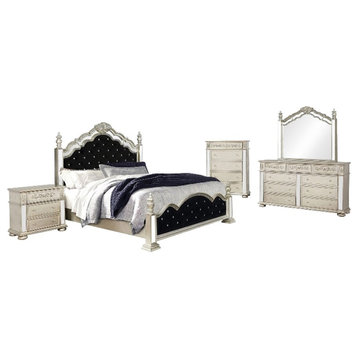 Coaster 5-Piece Traditional Wood Eastern King Panel Bedroom Set in Beige