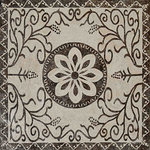 Mozaico - Accent Floral Floor Mosaic, Quatro, 31"x31" - Quatro flora is a fully handmade mosaic floor insert that makes an elegant centerpiece to a marble stone entryway floor. Comes with a mesh backing this mosaic is easy to install as a table top and decorative wall art. Available in custom sizes.