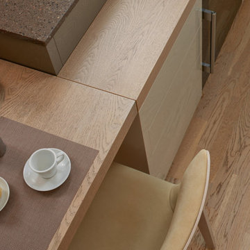 Cozy open interior in beige shades.