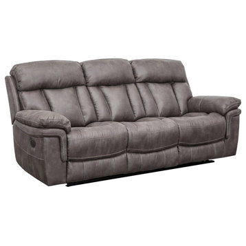 Power Reclining Sofa, Extra Padded Seat & Back With Pillow Top Arms, Gunmetal