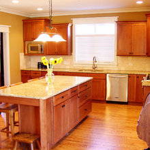 Trash can space under kitchen island.